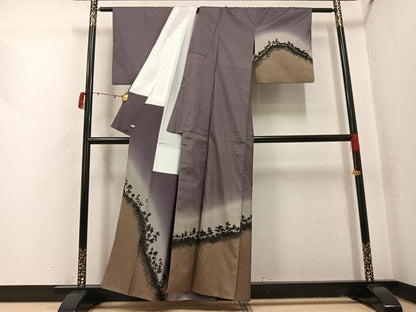 平和屋着物●小西秀樹　本場大島紬　染大島　訪問着　樹林文　暈し染め　さが美扱い　反端付き　正絹　逸品　AABI3103ph