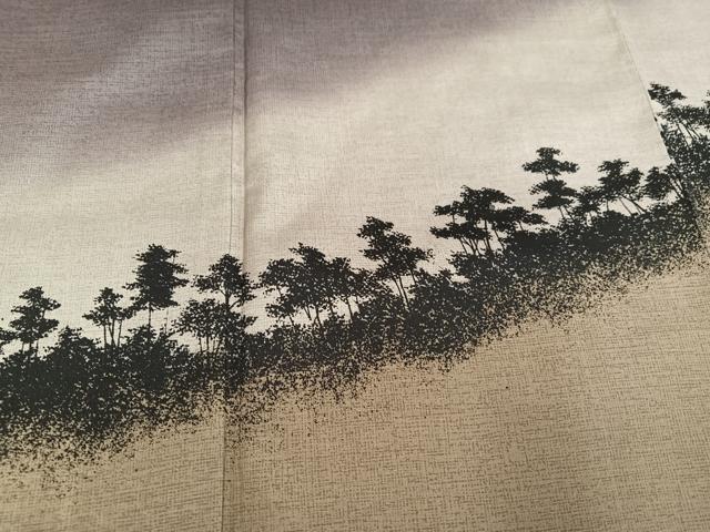 平和屋着物●小西秀樹　本場大島紬　染大島　訪問着　樹林文　暈し染め　さが美扱い　反端付き　正絹　逸品　AABI3103ph