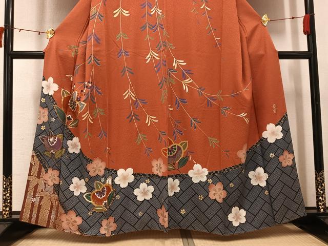 平和屋着物●世界的ファッションデザイナー　山本寛斎　kansaiブランド　訪問着　駒刺繍　草花文　金彩　正絹　逸品　AABI3104ph