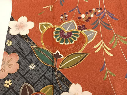 平和屋着物●世界的ファッションデザイナー　山本寛斎　kansaiブランド　訪問着　駒刺繍　草花文　金彩　正絹　逸品　AABI3104ph