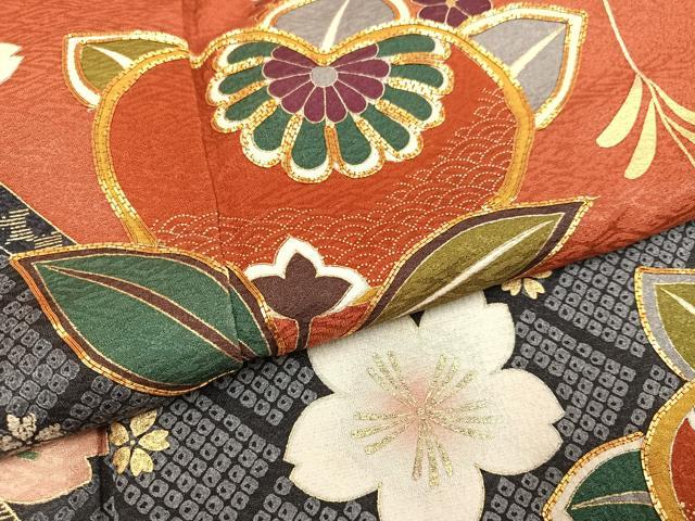 平和屋着物●世界的ファッションデザイナー　山本寛斎　kansaiブランド　訪問着　駒刺繍　草花文　金彩　正絹　逸品　AABI3104ph