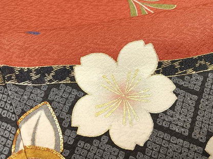 平和屋着物●世界的ファッションデザイナー　山本寛斎　kansaiブランド　訪問着　駒刺繍　草花文　金彩　正絹　逸品　AABI3104ph