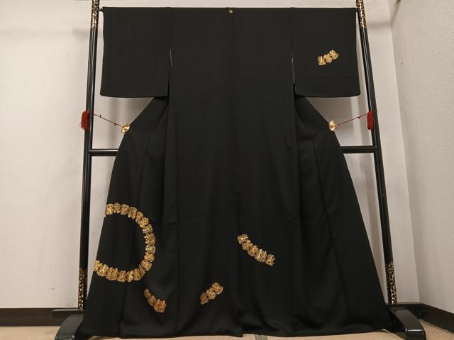 平和屋着物●訪問着　エジプト壁画文様　黒地　金彩　鈴乃屋扱い　正絹　逸品　AABI3106ph