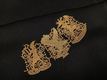平和屋着物●訪問着　エジプト壁画文様　黒地　金彩　鈴乃屋扱い　正絹　逸品　AABI3106ph