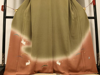 平和屋着物●人形作家・ホリヒロシ　訪問着　兎　暈し染め　金彩　鬼しぼ縮緬　正絹　逸品　AABI3110ph