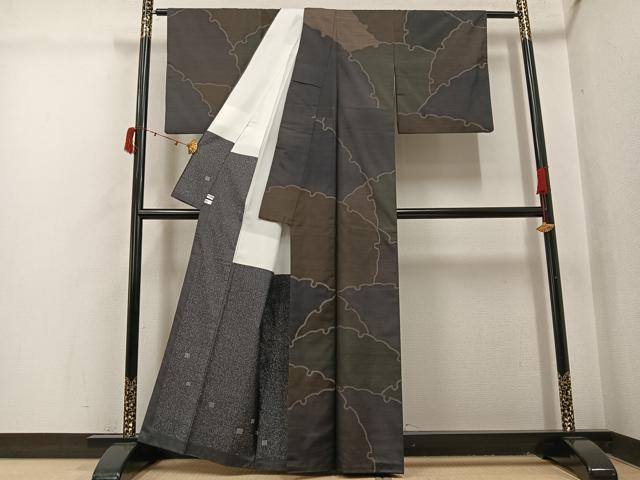 平和屋着物●本場大島紬　訪問着　雪輪重ね文　正絹　逸品　AABI3113ph