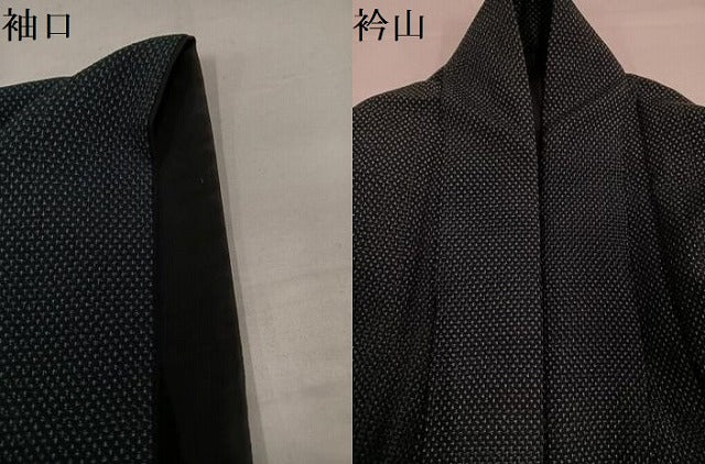 平和屋着物●男性　本塩沢　蚊絣　正絹　逸品　AABI3114ph