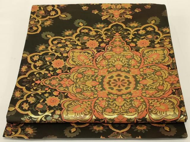 平和屋着物◎六通柄袋帯 宝相華 二重箔 正絹 逸品 AABI3122ou
