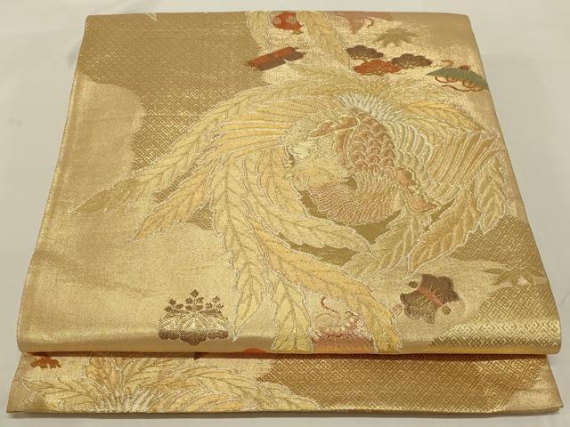平和屋着物◎佐賀錦　六通柄袋帯　鳳凰　宝尽くし　金糸　正絹　逸品　AABI3125ou
