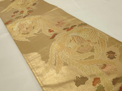平和屋着物◎佐賀錦　六通柄袋帯　鳳凰　宝尽くし　金糸　正絹　逸品　AABI3125ou