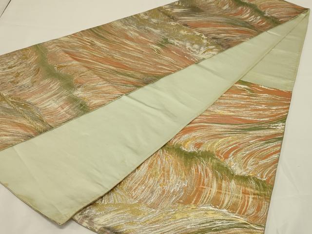 平和屋着物◎六通柄袋帯　流水文　金銀糸　正絹　逸品　AABI3127ou