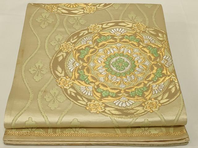 平和屋着物◎六通柄袋帯　正倉院花文　金銀糸　正絹　逸品　AABI3129ou