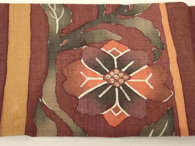 平和屋着物◎九寸名古屋帯　紬地　花間道　銀通し地　正絹　逸品　AABI3131ou