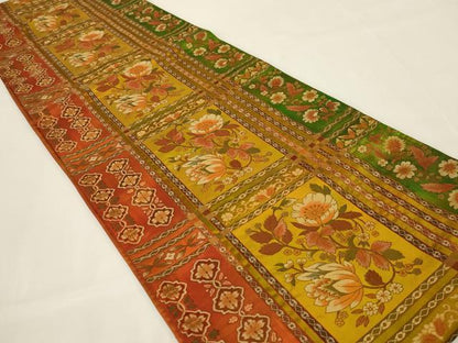 平和屋着物◎六通柄袋帯　花格子　正絹　逸品　AABI3132ou