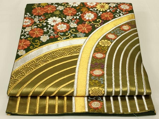 平和屋着物◎太鼓柄袋帯　唐織　花唐草文　金銀糸　正絹　逸品　AABI0844yx 平和屋着物◎太鼓柄袋帯 唐織 花唐草文 金銀糸 正絹 逸品 AABI0844yx