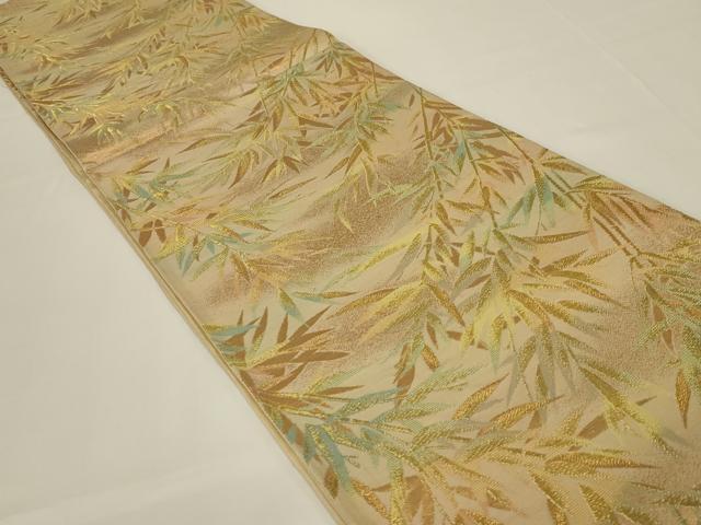 平和屋着物◎六通柄　本袋帯　笹の葉文　金糸　正絹　逸品　AABH0378yx 平和屋着物◎六通柄袋帯 流水笹の葉文 金糸 正絹 逸品 AABI0873yxの