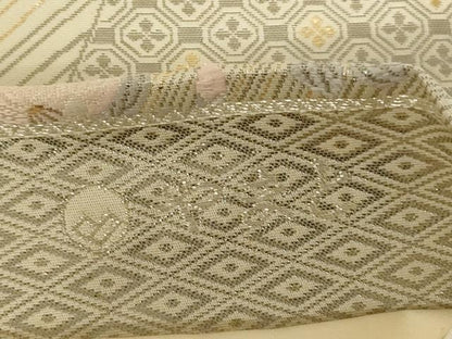平和屋着物◎六通柄袋帯　唐織　プラチナ古典文様　金銀糸　正絹　逸品　AABI3139ou