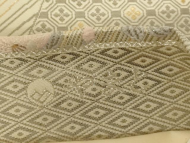 平和屋着物◎六通柄袋帯　唐織　プラチナ古典文様　金銀糸　正絹　逸品　AABI3139ou
