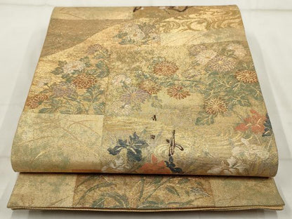 平和屋着物▼佐賀錦 六通柄袋帯 琳派名画集 金糸 鈴乃屋扱い 正絹 逸品 AABI3167wj