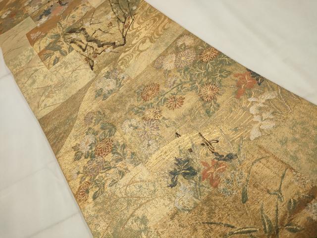 平和屋着物▼佐賀錦 六通柄袋帯 琳派名画集 金糸 鈴乃屋扱い 正絹 逸品 AABI3167wj
