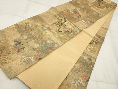 平和屋着物▼佐賀錦 六通柄袋帯 琳派名画集 金糸 鈴乃屋扱い 正絹 逸品 AABI3167wj