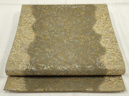 平和屋着物▼六通柄袋帯　花鳥文　金銀糸　正絹　逸品　AABI3288wj