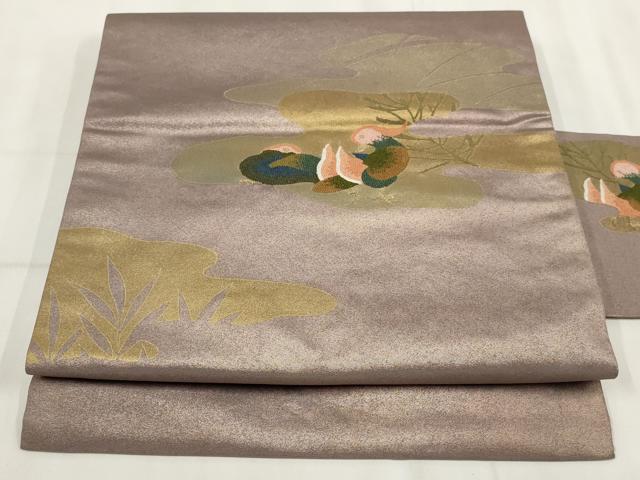 平和屋着物▼中国三大刺繍　相良刺繍　九寸名古屋帯　鴛鴦　金彩　正絹　逸品　AABI3289wj