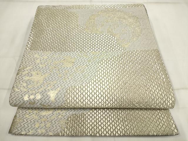 平和屋着物▼全通柄袋帯　霞花文　金銀糸　正絹　逸品　AABI3293wj