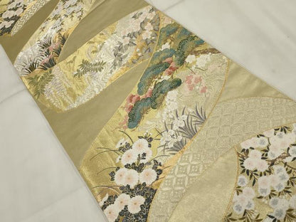 平和屋着物▼六通柄袋帯　秀花絵巻文様　金銀糸　正絹　逸品　AABI3313wj