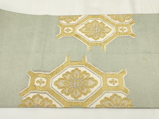 平和屋着物▼太鼓柄袋帯 本つづれ 蜀江花文 金銀糸 正絹 逸品 AABI3407wj