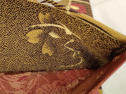 平和屋着物▼六通柄袋帯 さくら 舞花文 金糸 正絹 逸品 AABI3457wj