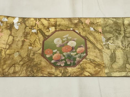 平和屋着物▼九寸名古屋帯　吉裳苑別御　鳥　金銀彩　正絹　逸品　AABI3554wj