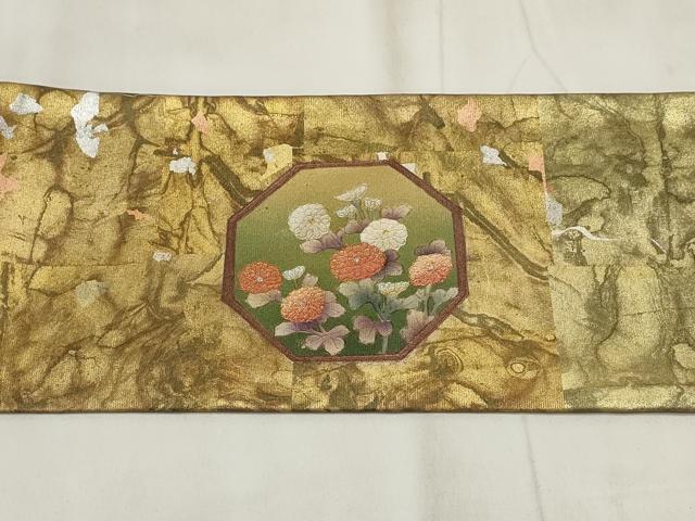 平和屋着物▼九寸名古屋帯　吉裳苑別御　鳥　金銀彩　正絹　逸品　AABI3554wj