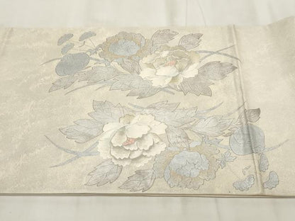 平和屋着物▼太鼓柄袋帯 刺繍 花鳥文 金銀彩 正絹 逸品 AABI3561wj