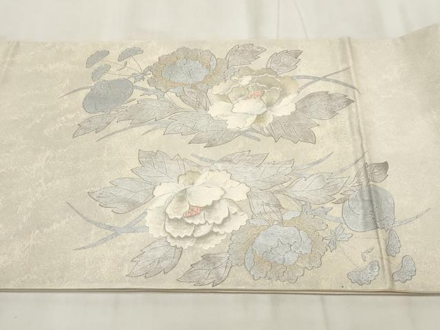 平和屋着物▼太鼓柄袋帯 刺繍 花鳥文 金銀彩 正絹 逸品 AABI3561wj