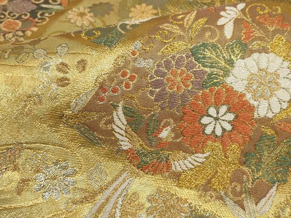 平和屋着物▼西陣　六通柄袋帯　鳳凰花菱文　プラチナ箔　春日箔　金銀糸　正絹　逸品　AABI3585wj