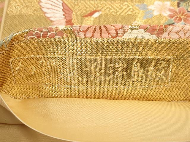 平和屋着物▼六通柄袋帯 唐織 絵巻 加賀琳派瑞鳥紋 金糸 正絹 逸品 AABI3601wj