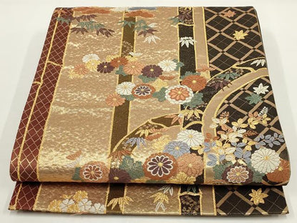 平和屋着物▼六通柄袋帯　唐織　松竹梅　金糸　正絹　逸品　AABI3622wj