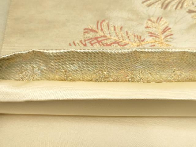 平和屋着物▼六通柄袋帯　手織　献上若松文　金糸　引箔　正絹　逸品　AABI3624wj