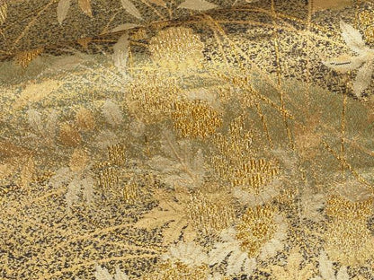 平和屋着物▼六通柄袋帯　草花文　金糸　正絹　逸品　AABI3625wj
