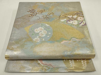 平和屋着物▼六通柄袋帯　華雅錦　風美優彩　金銀糸　正絹　逸品　AABI3652wj
