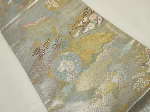 平和屋着物▼六通柄袋帯　華雅錦　風美優彩　金銀糸　正絹　逸品　AABI3652wj