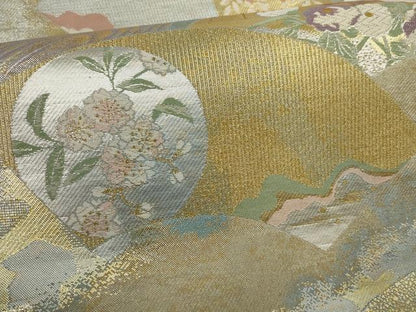 平和屋着物▼六通柄袋帯　華雅錦　風美優彩　金銀糸　正絹　逸品　AABI3652wj