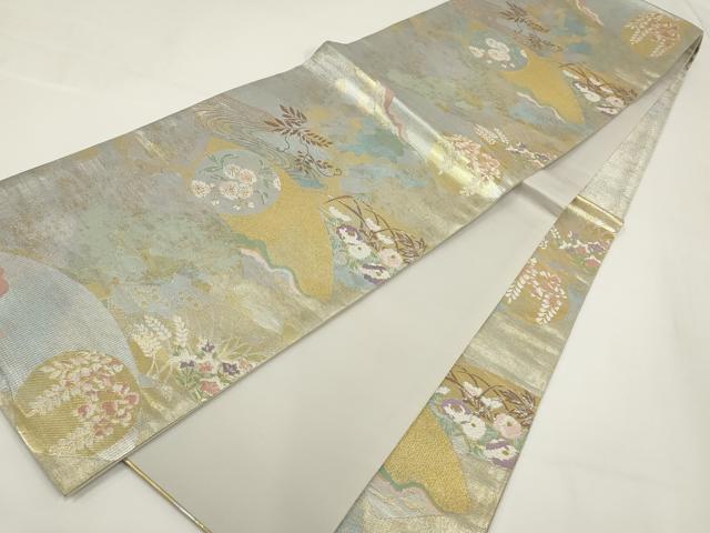 平和屋着物▼六通柄袋帯　華雅錦　風美優彩　金銀糸　正絹　逸品　AABI3652wj