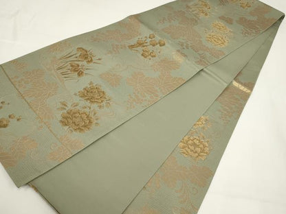 平和屋着物▼六通柄袋帯 葡萄色紙 金糸 正絹 逸品 AABI3669wj