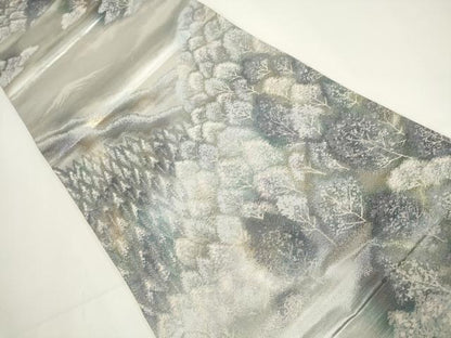 平和屋着物▼六通柄袋帯 奥嵯峨 遠山樹林文 金銀糸 正絹 逸品 AABI3683wj