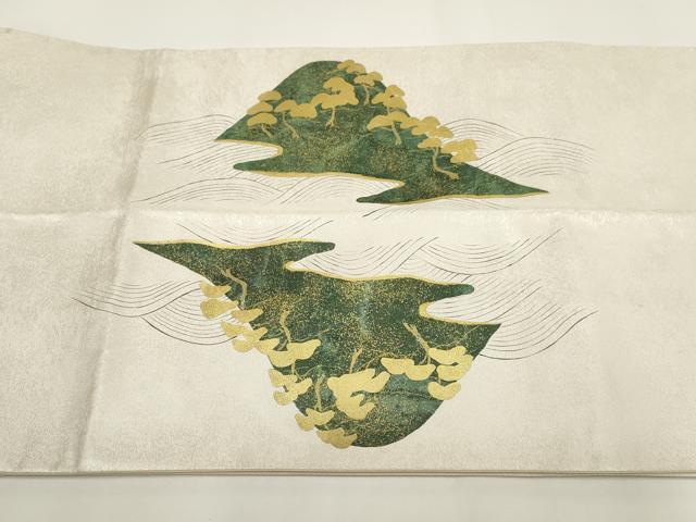 平和屋着物▼太鼓柄袋帯 流水飛鶴文 金彩 正絹 逸品 AABI3692wj