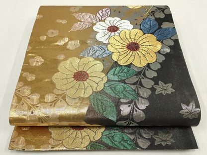 平和屋着物▼六通柄袋帯　辻が花　金銀糸　正絹　逸品　AABI3711wj