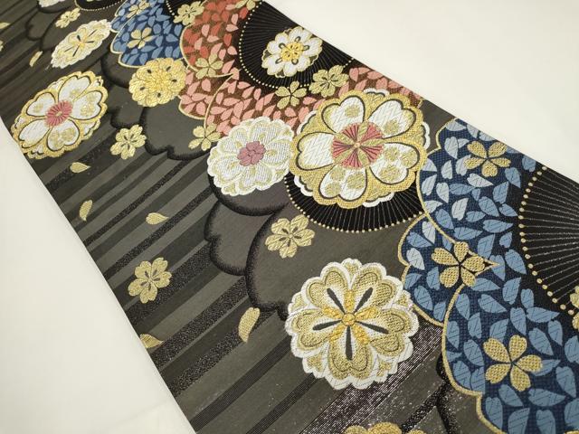 平和屋着物▼六通柄袋帯　唐織　九重桜　金銀糸　正絹　逸品　AABI3713wj