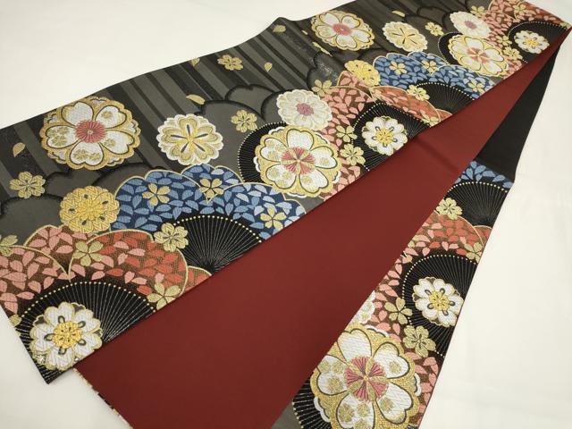 平和屋着物▼六通柄袋帯　唐織　九重桜　金銀糸　正絹　逸品　AABI3713wj